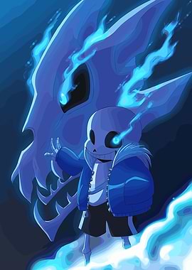Sans and Blue Flames