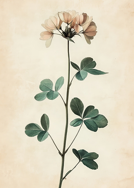 Vintage Botanical Illustration of a Flowering Plant | Vintage Clover Botanical Wall Art