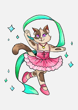 Ballet Cat with Ribbon