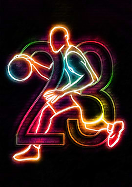 Neon Basketball Player with Number 23