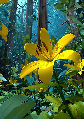 Yellow Lily in a Forest