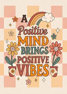Positive Mind Vibes Retro Poster