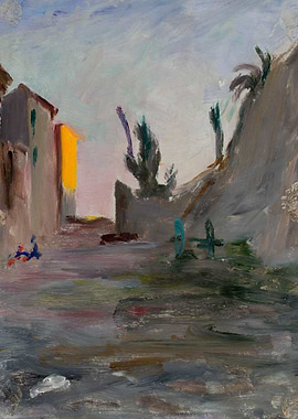 Impressionistic Street Scene with Figures