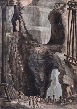 Quarry workers and machinery