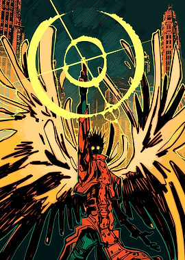 Anime character with wings and target