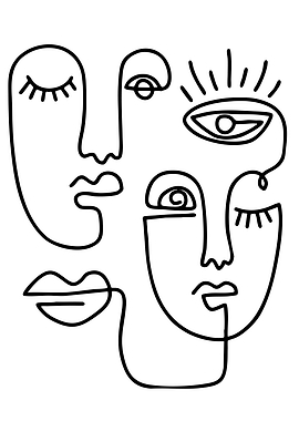 Abstract Line Art Faces