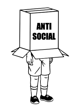 Person in a box with text