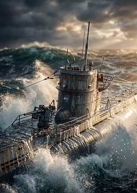 Submarine in rough seas
