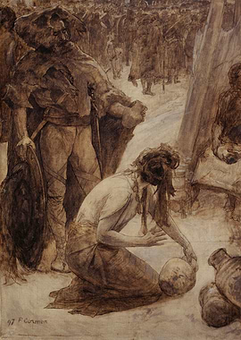 Viking Scene with Warrior and Woman