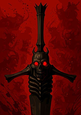 Demonic Skull Sword with Red Eyes
