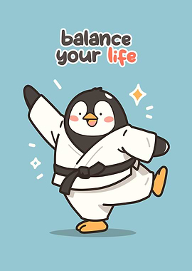 Cute Penguin in Karate Gi