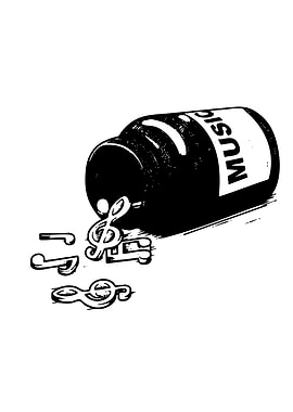 Music Notes Spilling from a Bottle