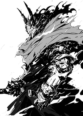 Dark Knight with Fiery Aura