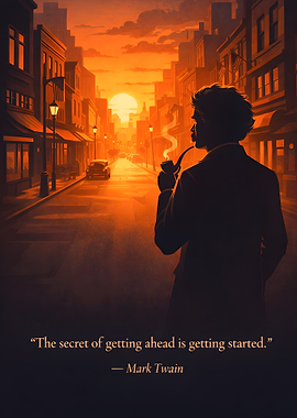 Mark Twain quote in cityscape
