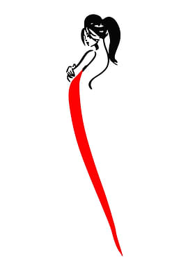 Stylized Woman in Red Dress