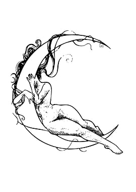 Woman on Crescent Moon