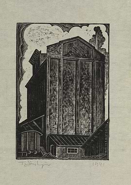 Industrial Building with Train Car