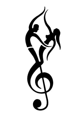 Dancing Couple on Treble Clef