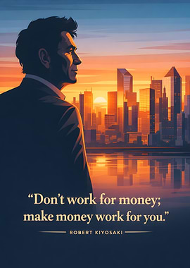 Man looking at city skyline at sunset