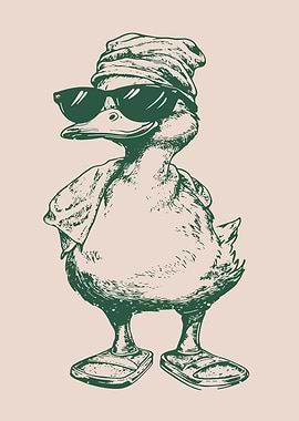 Cool Duck Wearing Sunglasses and Hat