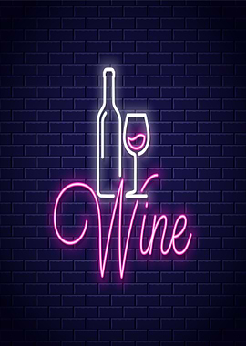 Neon Wine Bottle