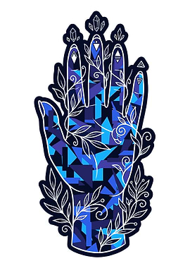 Mystical Hand with Crystals and Vines