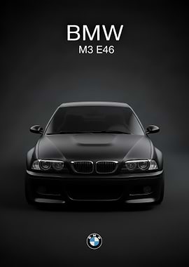 black on Black BMW M3 E46 Poster