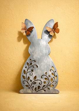 Easter Bunny Decoration with Butterflies