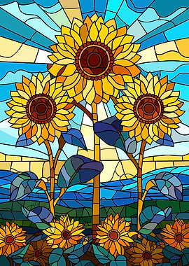 Stained Glass Sunflowers
