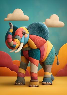 Colorful Patchwork Elephant