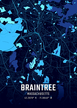 Braintree Massachusetts Midnight City Map