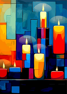 Abstract Candles with Geometric Background