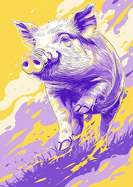 Running Pig Illustration