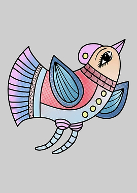 Whimsical Cartoon Bird Illustration