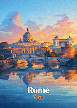 Rome Italy Cityscape at Sunset