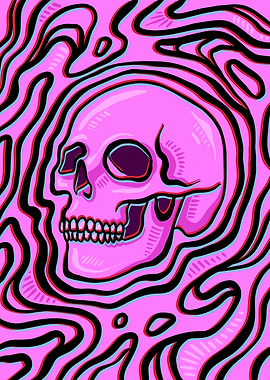Psychedelic Pink Skull Art