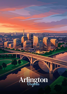 Arlington Virginia Skyline at Sunset