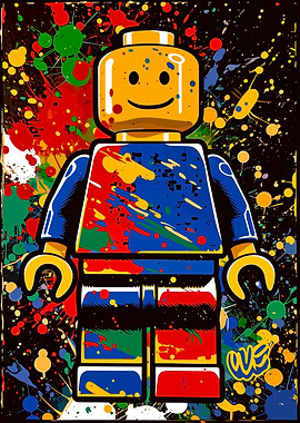 Lego Figure Splatter Art