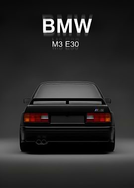 black BMW M3 E30 Rear View