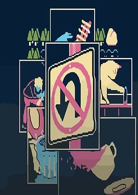 No U-Turn Sign with Abstract Scenes