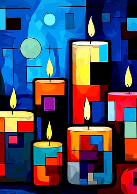 Abstract Candles with Geometric Shapes