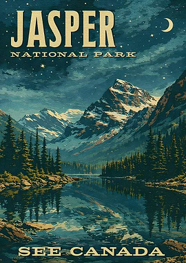 Jasper National Park Vintage Poster