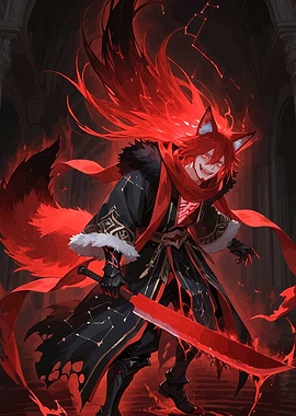 Fiery Fox Demon Warrior