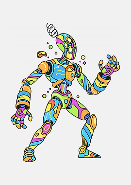 Colorful Abstract Robot Illustration
