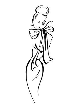 Elegant Woman in a Bow Dress Sketch