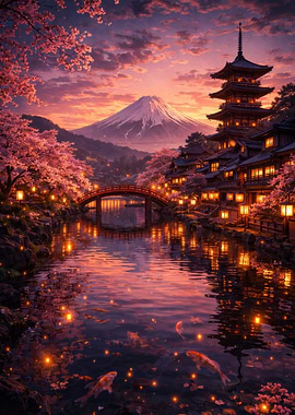 Japanese Village at Sunset
