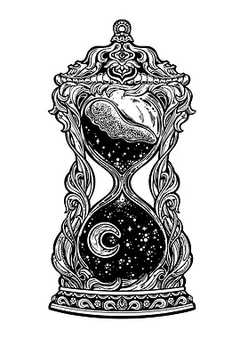 Ornate Hourglass with Celestial Scene