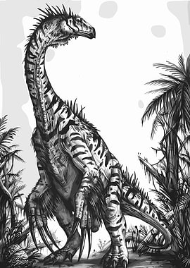 Dinosaur in a prehistoric jungle