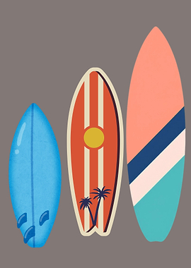 Three Colorful Surfboards