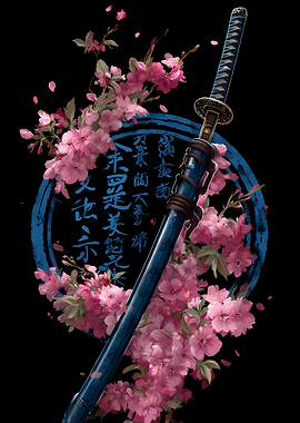 Samurai Sword with Cherry Blossoms